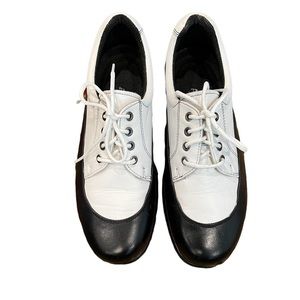 BALLY Golf Shoes Black & White Leather Upper Women’s Size 6.5